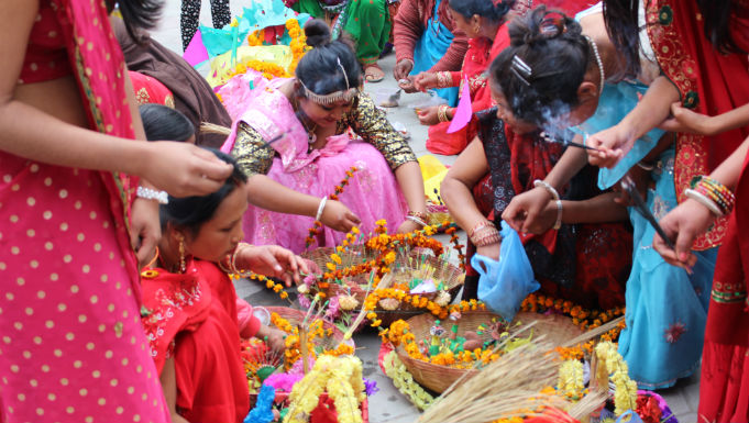 Tharu woman celebrate Sama Chakewa in kathmandu 08