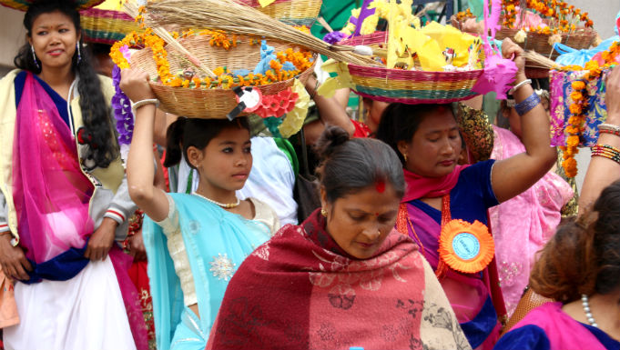 Tharu woman celebrate Sama Chakewa in kathmandu 11