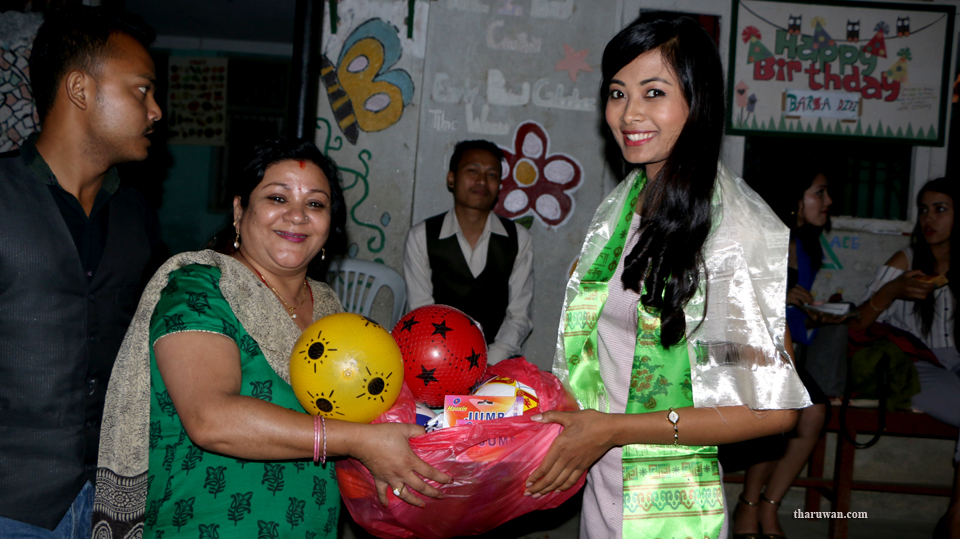 Barsha lekhi miss Nepal international celebrating her birthday a t orphans house 07