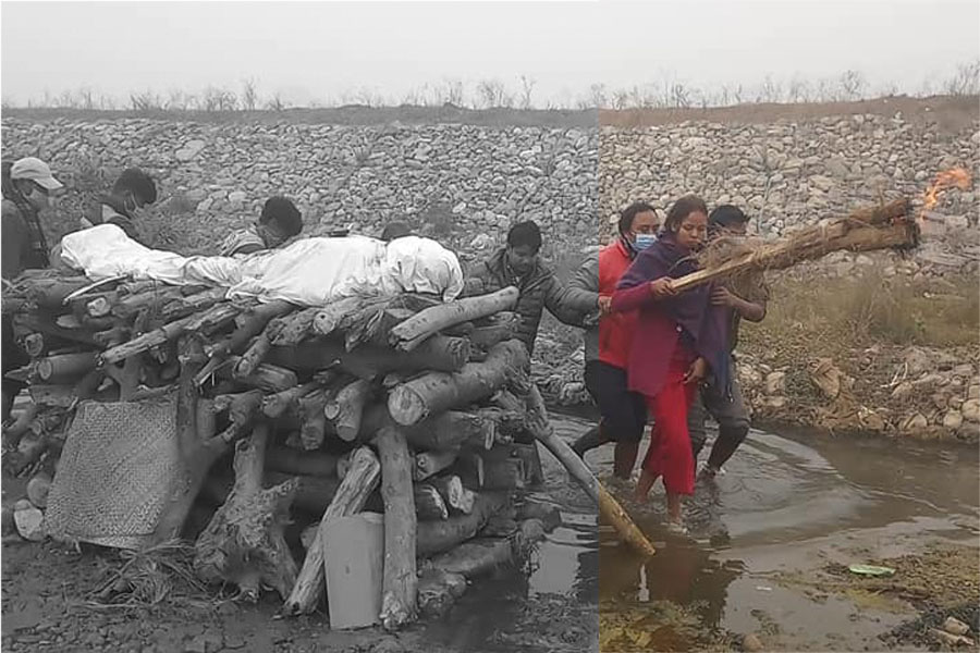 बुबाको पार्थिव शरीरमा छोरी अञ्जु चौधरीले दिइन् दागबत्ति