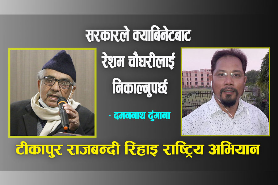 रेशम चौधरीलाई क्याबिनेटबाट निकाल्नुपर्छ, उचित क्षतिपूर्ति पनि दिनुपर्छ : दमननाथ ढुंगाना