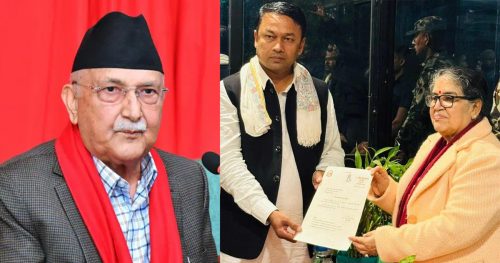 ओलीको निर्देशनमा मधेसमा असंवैधानिक सरकार गठनको आरोप, एमालेकी प्रदेश प्रमुखद्वारा एमालेकै यादवलाई मुख्यमन्त्री नियुक्त