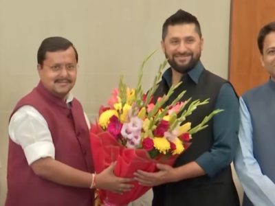 भाजपा कार्यालयमा रवि लामिछानेलाई भव्य स्वागत